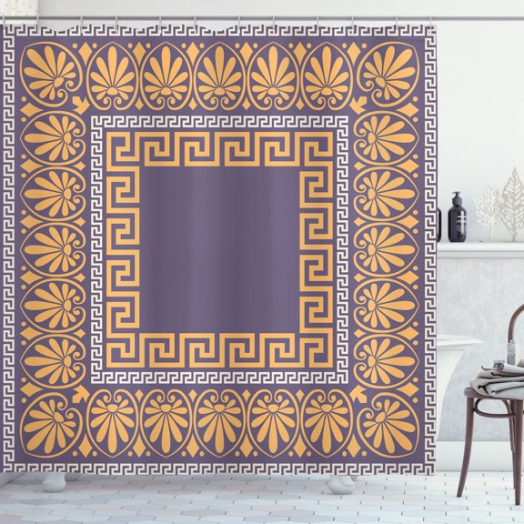 Ambesonne Greek Shower Curtain, Antique Grecian Pattern Print, 69"Wx84"L, Dark Indigo