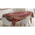 thumbnail image 1 of Ambesonne Greek Tablecloth Rectangular Table Cover, Meanders and Flowers Form, 52"x70", Pale Yellow White and Ruby, 1 of 3