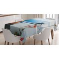 thumbnail image 1 of Ambesonne Greek Tablecloth Rectangular Table Cover, Sunset Santorini Island, 52"x70", Turquoise and Blue, 1 of 4