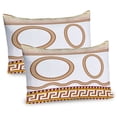 thumbnail image 1 of Ambesonne Greek Themed Pillow Sham 2 Pack, Fret Borders Circles, 26"x20", Marigold White and Plum, 1 of 3