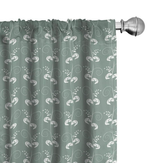 Ambesonne Green Window Curtains, Victorian, Each 28" W x 95" L, Pale Sage Green White