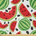 thumbnail image 1 of Ambesonne Green Abstract Fabric by the Yard Microfiber, Watermelon, 1 Yard, Dark Pink Evergreen and White, 1 of 2