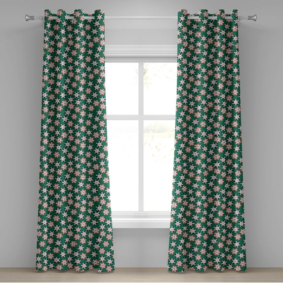 Ambesonne Green Black Grommet Curtain, Chips Pirate, 50" x 72", Jade Green Red