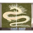 thumbnail image 1 of Ambesonne Green Curtains 2 Panel Set, Chinese DragonÿEastern, 108" x 84", Yellow and Green, 1 of 3