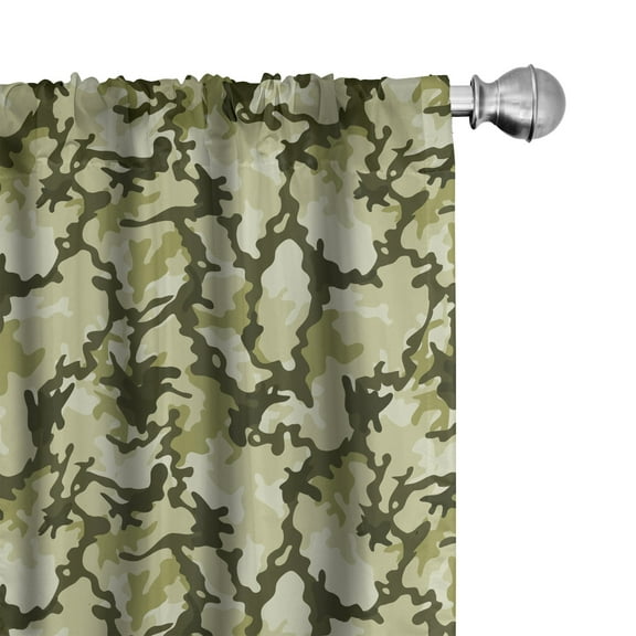 Ambesonne Green Curtains, Jungle Camouflage Design, Pair of 28"x84", Pale Green Dark Green