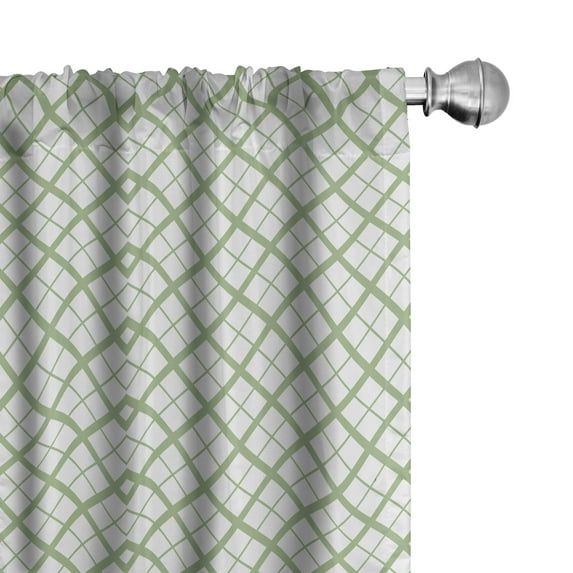 Ambesonne Green Curtains, Retro Square Shapes Tile, Pair of 28"x95", Pistachio Green White