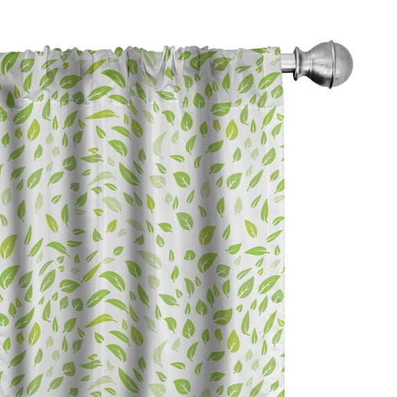 Ambesonne Green Curtains, Summer Spring Garden Leaf, Pair of 28"x95", Green