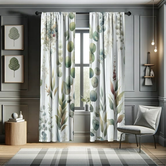 Ambesonne Green Curtains, Watercolor Look Urban Jungle, Pair of 28"x84", Slate Brown White Khaki