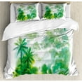 thumbnail image 1 of Ambesonne Green Duvet Cover Set, Watercolor Forest Image, 2-Calking, Forest Green Pale Green, 1 of 3