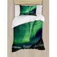 thumbnail image 1 of Ambesonne Green Duvet Cover Sets, Polaris Mountain, 2-Twin, Army Green Blue Grey, 1 of 4