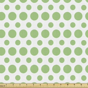 Ambesonne Green Fabric by the Yard Upholstery, Pop Art Retro Style Dots, 10 Yards, Fern Green and White