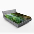 thumbnail image 1 of Ambesonne Green Fitted Sheet, Canyon Michigan Caves, Queen Size, Army and Fern Green, 1 of 3