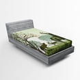 thumbnail image 1 of Ambesonne Green Fitted Sheet, Deer and Nature Park, Twin XL Size, Green, 1 of 2