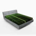 thumbnail image 1 of Ambesonne Green Fitted Sheet, Exotic Tree Forest Scenery, Full Size, Fern Green, 1 of 2