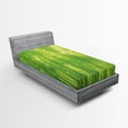 thumbnail image 1 of Ambesonne Green Fitted Sheet, Exotic Wildlife Scenery Print, Twin Size, Green, 1 of 2