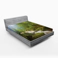 thumbnail image 1 of Ambesonne Green Fitted Sheet, Forest at Golitha Falls, Full Size, Green Brown, 1 of 3