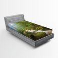thumbnail image 1 of Ambesonne Green Fitted Sheet, Forest at Golitha Falls, Twin Size, Green Brown, 1 of 3