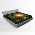 thumbnail image 1 of Ambesonne Green Fitted Sheet, Mystic Vivid Sun Beams, Full Size, Green and Brown, 1 of 2
