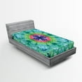 thumbnail image 1 of Ambesonne Green Fitted Sheet, Ombre Art Pink Indigo, Twin XL Size, Green Pink, 1 of 3