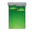 thumbnail image 1 of Ambesonne Green Fitted Sheet & Pillow Sham Set, Abstract Art Water Drops, Full, Fern Green Apple Green, 1 of 3