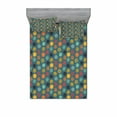 thumbnail image 1 of Ambesonne Green Fitted Sheet & Pillow Sham Set, Colorful Abstract Circle, Queen, Multicolor, 1 of 3