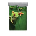 thumbnail image 1 of Ambesonne Green Fitted Sheet & Pillow Sham Set, Exotic Wild Macro Leaf, Queen, Green, 1 of 2