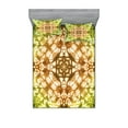 thumbnail image 1 of Ambesonne Green Fitted Sheet & Pillow Sham Set, Faded Pleat Fearful Motifs, Queen, Green Brown, 1 of 2