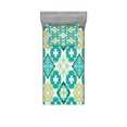 thumbnail image 1 of Ambesonne Green Fitted Sheet & Pillow Sham Set, Geometric Colored Tiles, Twinxl, Green Teal White, 1 of 2