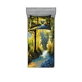 thumbnail image 1 of Ambesonne Green Fitted Sheet & Pillow Sham Set, Nature Forest Meadows, Twin, Avocado Green Fern Green, 1 of 3