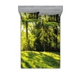 thumbnail image 1 of Ambesonne Green Fitted Sheet & Pillow Sham Set, Rising Sun Beams Forest, Full, Green, 1 of 2