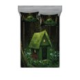 thumbnail image 1 of Ambesonne Green Fitted Sheet & Pillow Sham Set, Surreal Forest House, Full, Hunter Green Army Green, 1 of 2