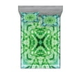 thumbnail image 1 of Ambesonne Green Fitted Sheet & Pillow Sham Set, Tie Dye Effect Bohemian, Full, Green and Teal, 1 of 2