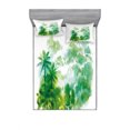 thumbnail image 1 of Ambesonne Green Fitted Sheet & Pillow Sham Set, Watercolor Forest Image, Full, Forest Green Pale Green, 1 of 2