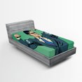 thumbnail image 1 of Ambesonne Green Fitted Sheet, Pop Art Retro Man, Twin Size, Petrol Blue Fern Green, 1 of 2