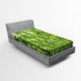 thumbnail image 1 of Ambesonne Green Fitted Sheet, Summer Fresh Leaves, Twin XL Size, Green, 1 of 2