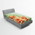 thumbnail image 1 of Ambesonne Green Fitted Sheet, Watercolor Roses, Twin Size, Orange Green, 1 of 2