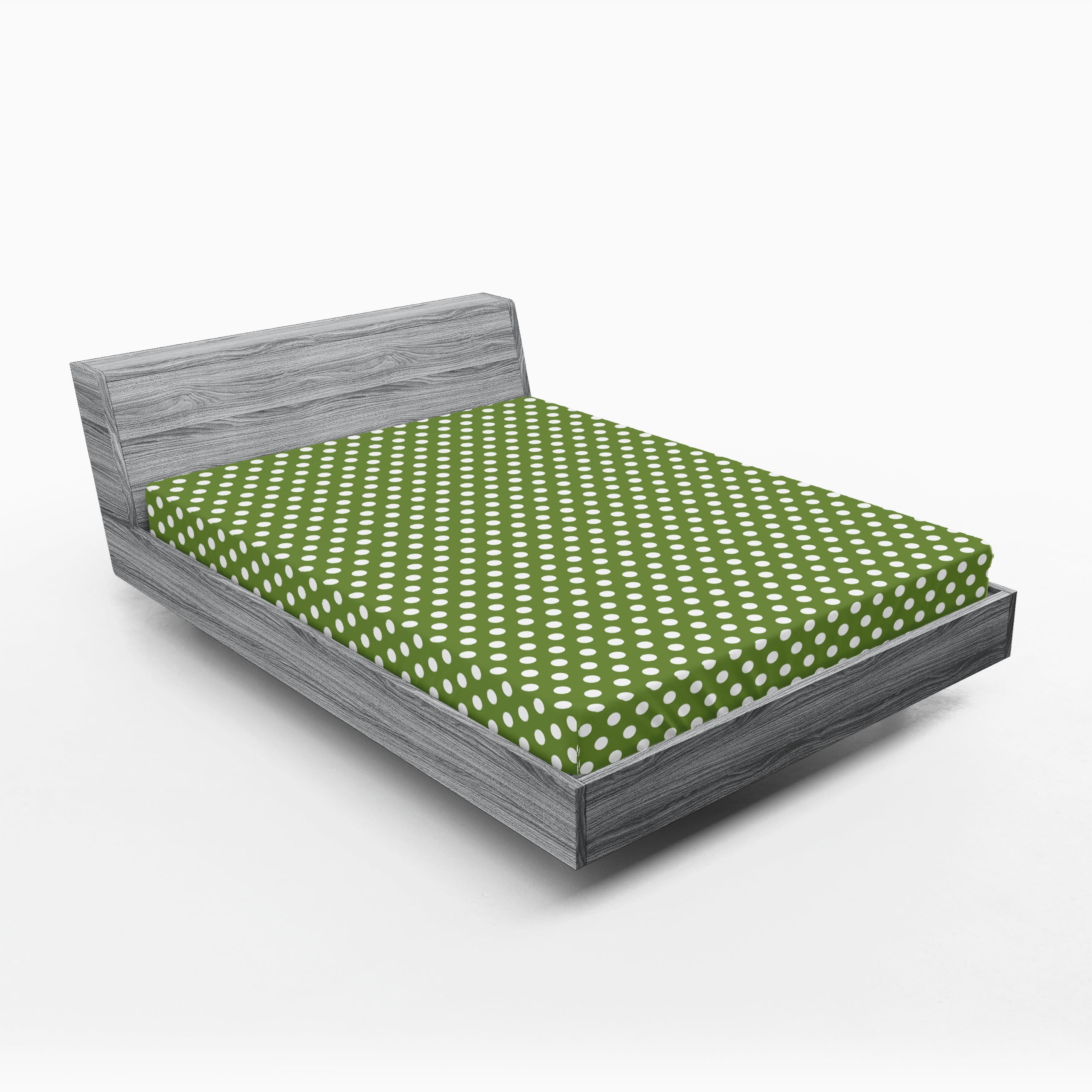 Full Size Green and White Polka Dot Microfiber Fitted Sheet
