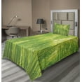 thumbnail image 1 of Ambesonne Green Fitted & Top Sheet Set with Sham, Exotic Wildlife Scenery Print, Green, 1 of 4