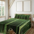 thumbnail image 1 of Ambesonne Green Fitted & Top Sheet Set with Shams, Exotic Tree Forest Scenery, Fern Green, 1 of 4