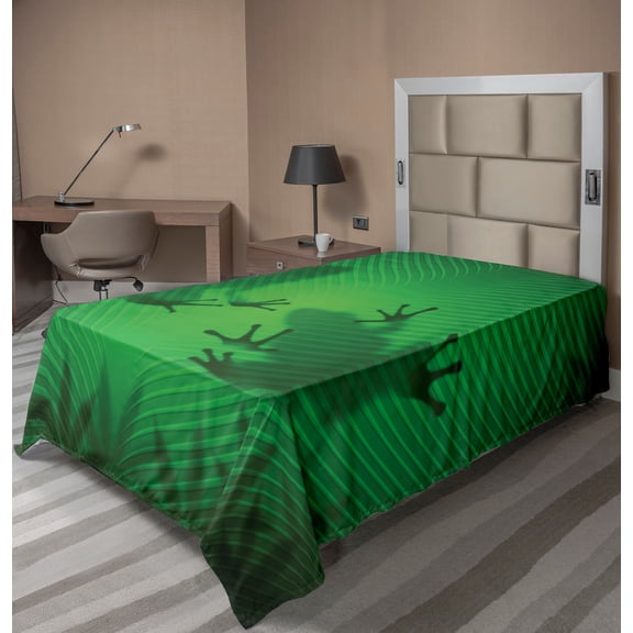Ambesonne Green Flat Sheet, Tropic Banana Tree Leaf, TwinXL Size, Green