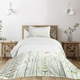 thumbnail image 1 of Ambesonne Green Flower Quilted Bedspread Set 2 Pcs, Wildlife Rustic, Twin Size, Multicolor, 1 of 5