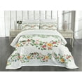 thumbnail image 1 of Ambesonne Green Flower Quilted Bedspread Set 3 Pcs, Romantic Pattern, Queen Size, Multicolor, 1 of 5