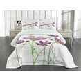thumbnail image 1 of Ambesonne Green Flower Quilted Bedspread Set 3 Pcs, Spring Foliage, Queen Size, Lilac Green, 1 of 5