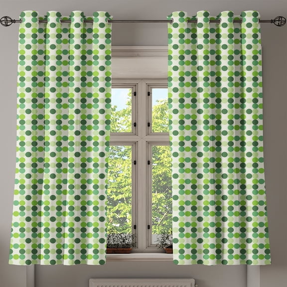 Ambesonne Green Grommet Curtain, Circles of Various Tones, 50" x 54", Green Cream