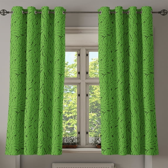 Ambesonne Green Grommet Curtain, Grass Growth Abstract, 50" x 54", Lime Green Emerald