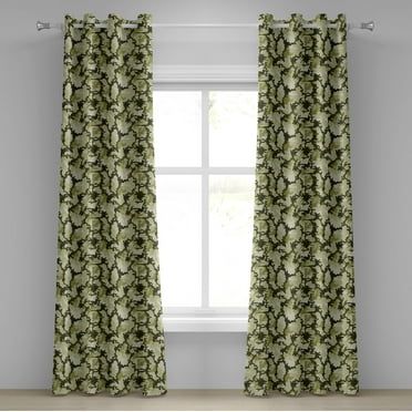 Ambesonne Green Grommet Curtain, Jungle Camouflage Design, 50" x 72", Pale Green Dark Green