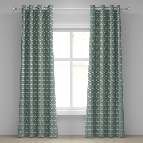Ambesonne Green Grommet Curtain, Victorian, 50" x 84", Pale Sage Green White