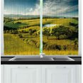 thumbnail image 1 of Ambesonne Green Kitchen Curtains, Countryside Forest Lake, 55"x39", Green Blue, 1 of 2