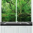 thumbnail image 1 of Ambesonne Green Kitchen Curtains, Nature Theme Jungle, 55"x39", Forest Green Dark Brown, 1 of 2