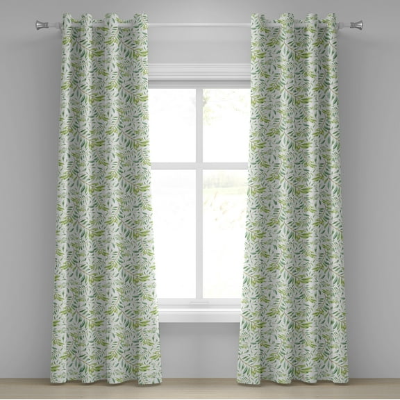 Ambesonne Green Leaf Grommet Curtain, Olive Tree, 50" x 84", Avocado Green